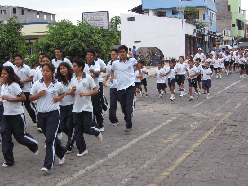 Puerto Ayora joggers jogging exercising exercise street